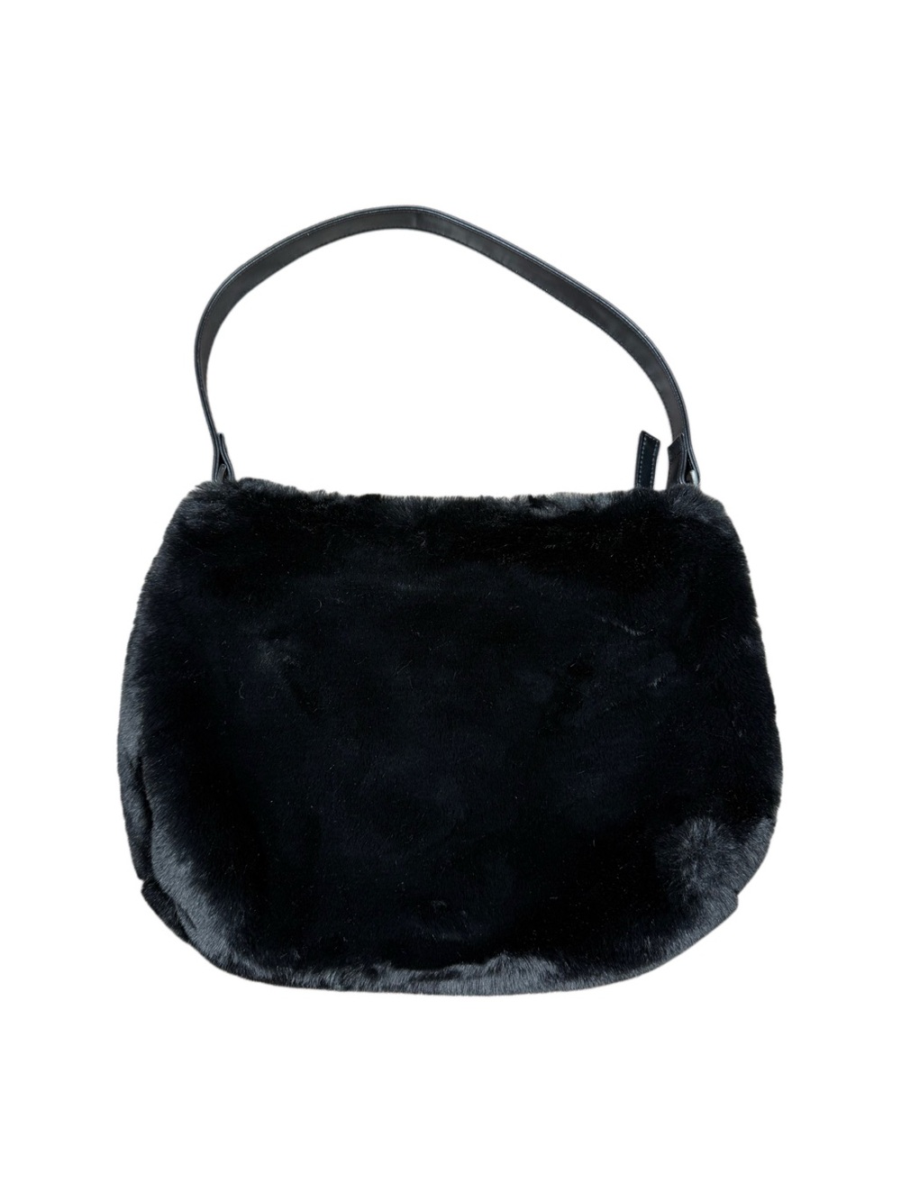 Y2K Black Faux Fur Shoulder Bag